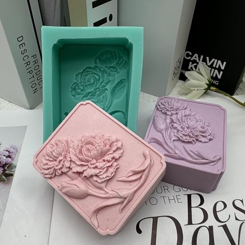 3D Carnation Soap Mold Flower Silicone Candle Mould Delicate Floral DIY Handmade Cold Process Soap Bar Mold Flower Crafts Moulds for Aromatherapy Plaster Gypsum Moulds Candle