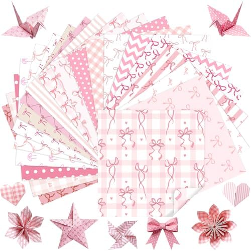 Harloon 500 Sheets Coquette Bow Origami Paper 20 Styles 6x6 Inch