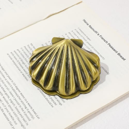 Vintage Shell Metal Binder Clip, Gold Book Clip for Journal & Desk