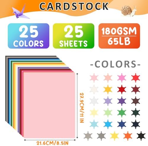 8.5" X 11" Colored Cardstock, 25 Colored Construction Paper