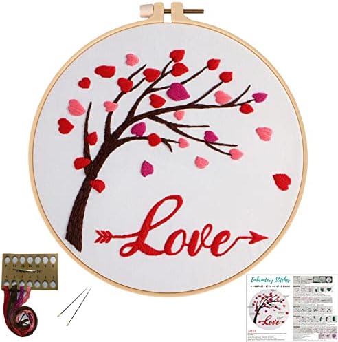 Louise Maelys Love Heart Tree Embroidery Kit for Adults, Romantic DIY Craft
