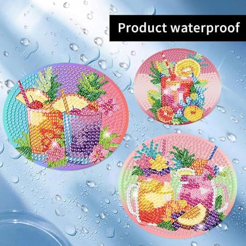 8 Pcs Diamond Art Coaster Kit for Adult with Holder, Diamond Coasters 4x4in
