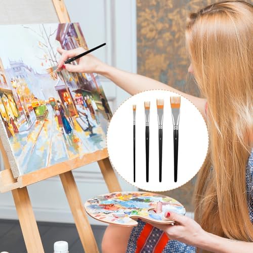 4Pcs Comb Artist Brush Set, Rake Brushes for Painting with Birch Wood Handle, Paintbrush for Acrylic Paint, Textured Art Paintbrush Sets for Greeting Cards & DIY Crafts