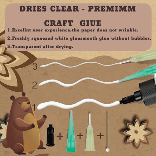 Craft Glue & Precision Tips, Craft Glue Bottles with Fine Tip, Quick Dry Clear, Strong Tacky Glues, Fabric Adhesive Permanent for Paper Crafting Scrapbooking/Etc (4.2oz)