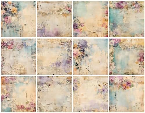 Vintage Floral Scrapbook Paper Pad Flower Patterned Paper 6×6,24 Sheets Single-Sided Scrapbooking CardStock Papers Pad for Holiday Cardmaking DIY Origami Journaling.