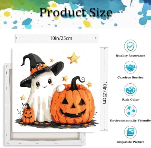 Halloween Ghosts Paint by Numbers Kit for Adults, DIY Oil Painting 10x10In