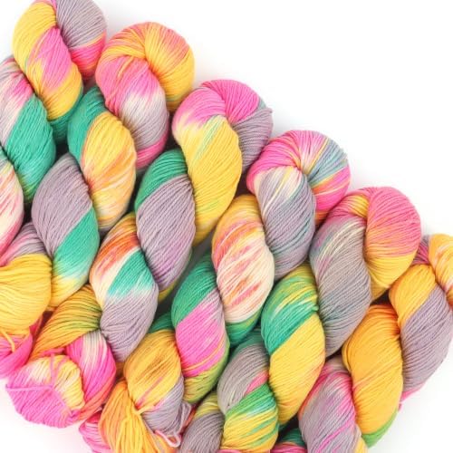 Katech 6 Pack Wool Yarn for Crocheting-Cashmere Yarn Sock Yarns-GreenPink