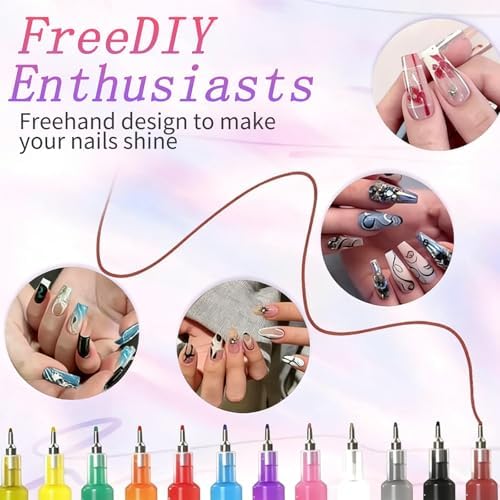 NEW 12 Colors Nail Arts Markers Pens Set, Nail Markers for Nail Arts, Suitable for Nail Arts, Nail Painting, And Artistic Decorations; Suitable for Everyone（12 Colors）