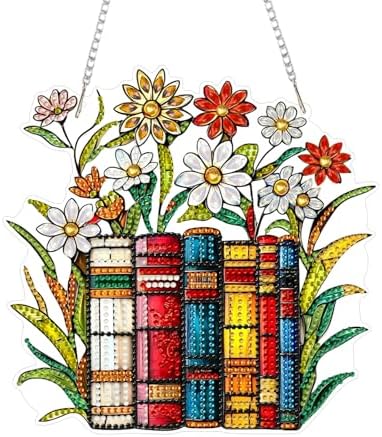 CRZMODE Book Diamond Art Hanging Kit for Adults, Book Pendant Diamonds Painting Art Kit, Special Crystal Diamond Art Painting Pendant Ornament, Craft Gift for Women Home Window Decor