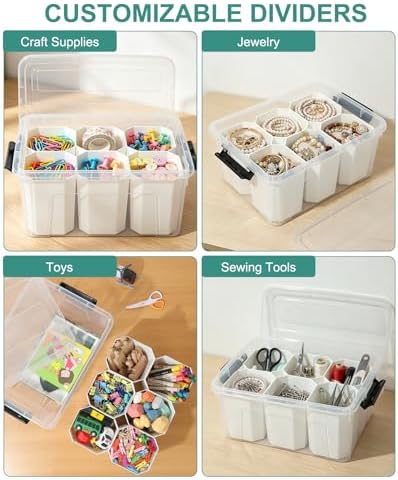 AREYZIN 17QT Clear Storage Bins with Lids & Dividers for Crafts