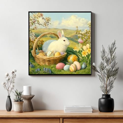 CRZMODE Easter Paint by Numbers Kit for Adults, Rabbit Paint by Numbers for Adults, Acrylic Painting Crafts for Home Decor Gift (16x16inch)