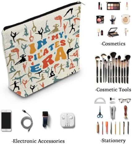 Pilates Print Canvas Cosmetic Bag