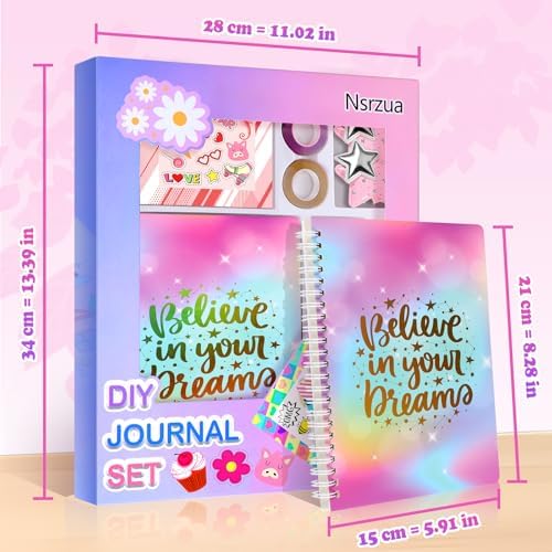 Nsrzua DIY Journal Kit for Girls,Toys for Ages 8-14 and Birthday Gifts for Girls.