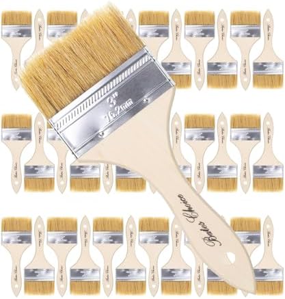Bates- Chip Paint Brushes for Painting, 3 Inch, 36 Pack, Wood Handle, Natural Bristle Paint Brush