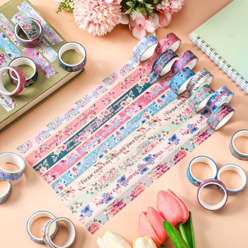 24 Rolls Christian Washi Tape Gifts, Spanish Floral Religious