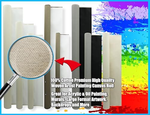 Canvas Rolls for Painting, Cotton Duck Canvas Fabric by the Yard.62"x100 Yd (300 Ft) 7oz Blank Unprimed Raw Canvas Unstretched Cloth, Quality Fabric Roll for Painters, SDK Murals, Artists, Backdrops