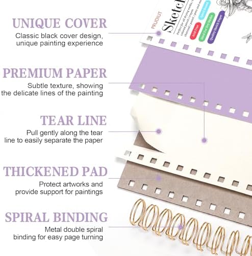 5.5×8.5In Sketch Book for Kids, 100gsm Spiral Sketchbook for Drawing,Purple | 90 Sheets Acid-Free Drawing Paper with Pencils, Tear-Out Pages, for Drawing & Sketching, idea for Back-to-School Gifts
