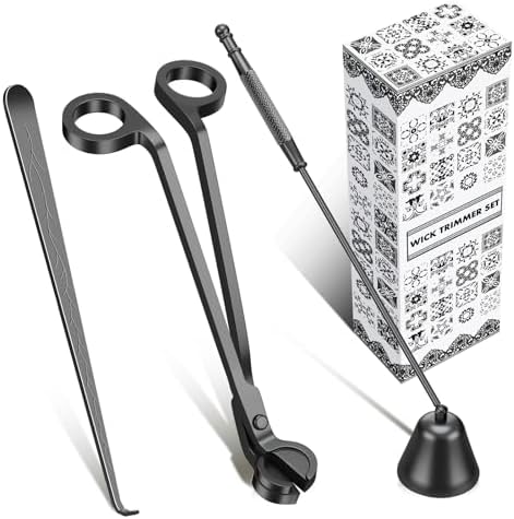 calary Candle Wick Trimmer, Candle Snuffer and Wick Dipper & Candle Accessory Set, 3 in 1 Candle Care Kit for Candle Lover (Black)