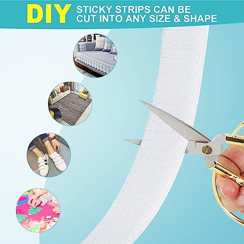 20Ft*1 inch Hook and Loop Tape Roll with Heavy Duty Adhesive - Fastener Mounting Tapes Strips with Sticky Back for Sewing, Crafting,DIY- Indoor or Outdoor Use