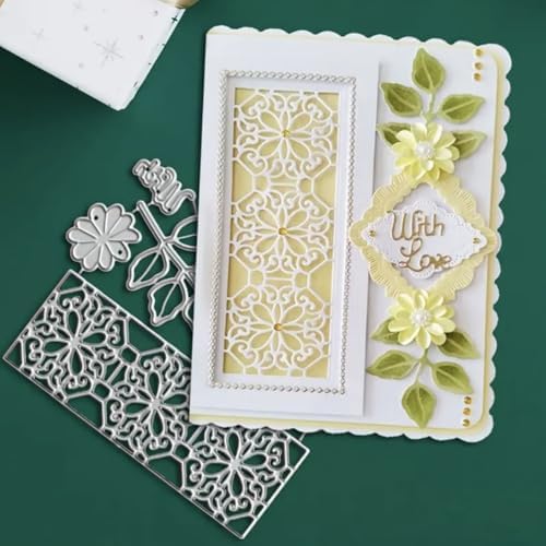 Cutting Dies Metal Stencils Scrapbooking Tools DIY Embossing Template for Paper Card Making Album Arts Crafts Supplies (Hollow Flower Frame- 9x11.4cm)