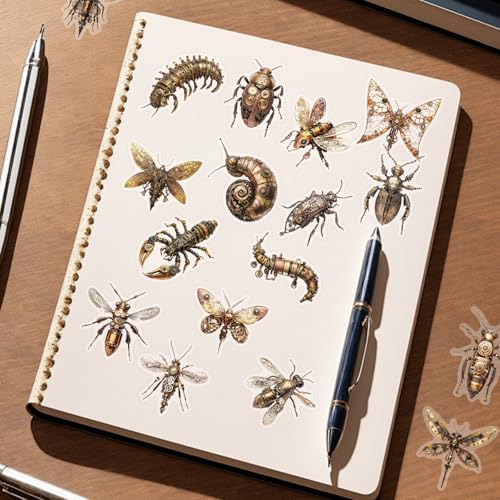 50Pcs Steampunk Insect PET Stickers Set