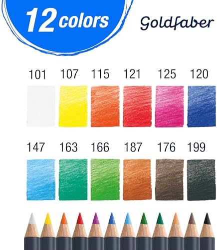Faber-Castell Goldfaber Colored Pencils, 12 Classic Colors for Artists