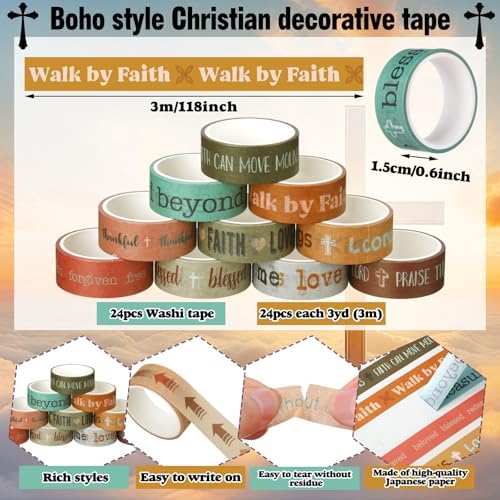 24 Rolls Back to School Washi Tape Christian Scripture Bible