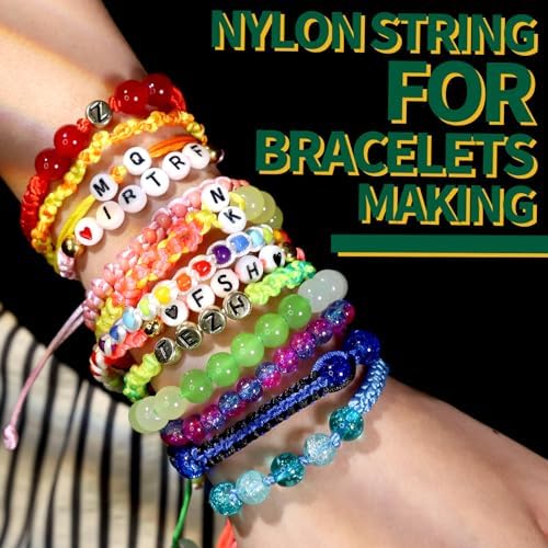 FDNDAMEI 12 Colors Nylon String for Bracelets, Waxed String for Bracelet Making, Satin Nylon Cord for Jewelry Making, Nylon Beading Thread for Craft, String for Bracelet, Necklace, Knit Craft 12 Rolls