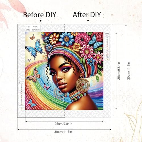 AiYuanzsh 5D Special Shaped Diamond Painting Kit - African American Woman Design, Unique Crystal Rhinestone Diamond Art Set for Beginners and Adults, Perfect for Home Wall Decor and Holiday Gifts