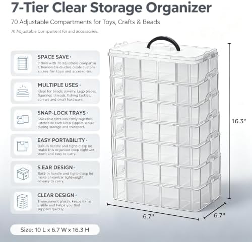 Sooyee 7 Layers Stackable Storage Container, Clear