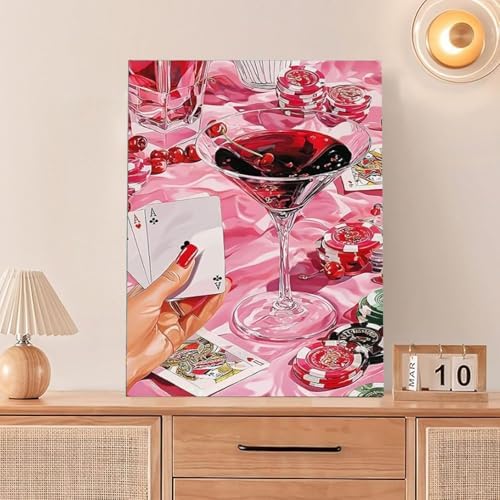 Pink Poker Diamond Art Kits for Adults Diamond Painting Kits 12X16 inch