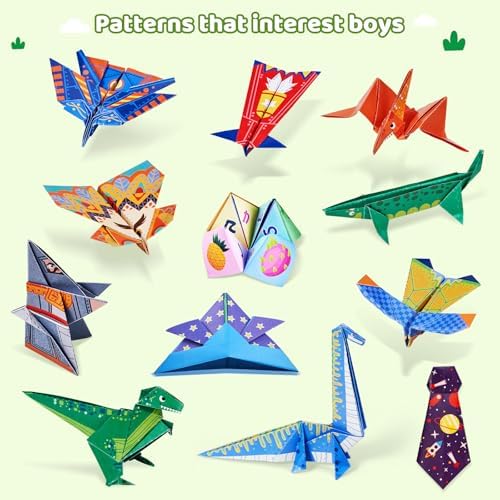 GAMENOTE Origami Kit for Kids Ages 8-12, 72 Adventure Projects, 180 Sheets | Double-Sided Origami Paper with adventure themes includes 168 patterned sheets, 12 solid practice sheets and video guides.