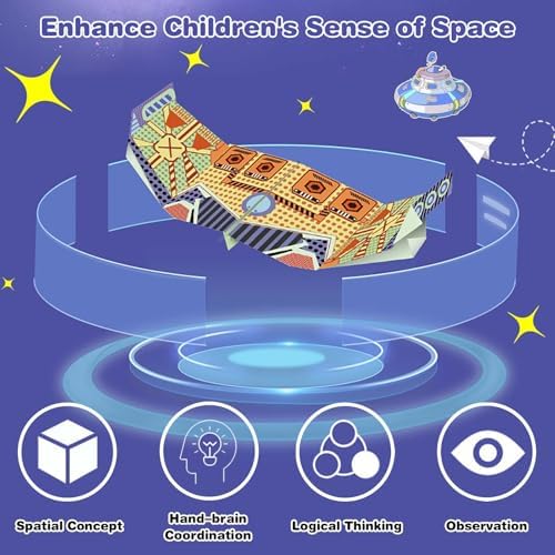 LEERYOUQU Kids Paper Airplane Kit, Creative Paper Airplane Book with 16 Classic Designs & 32 Planes Sheets, Origami Airplanes Kit for Kids Ages 8-12 +(New English Instructions)