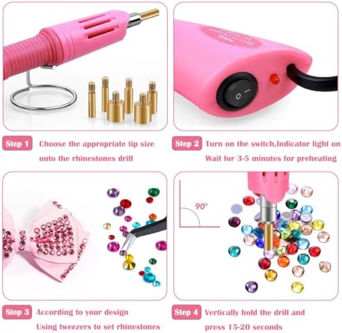 Hotfix Rhinestones Bedazzling Kit,Iron-on Hot Fix Applicator Setter Tool with Rhinestones,Hot Fixed Wand for Clothes Clothing Fabric Crafts,Crystal