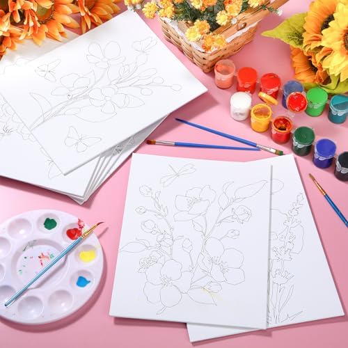 Tinlade 12 Pcs Pre Drawn Canvas for Painting Stretched,Elegant Style