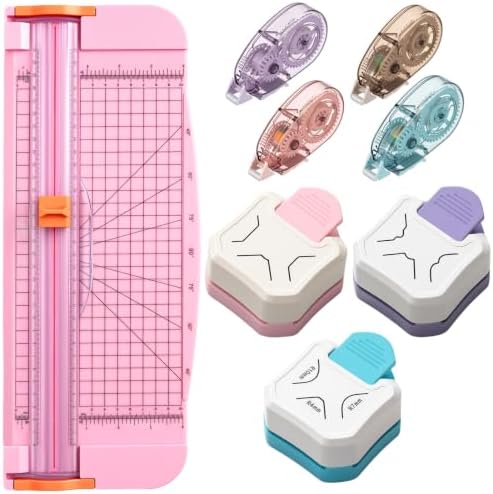Jetec Scrapbook Supplies Kit, 8 Pcs Paper Craft Tools Set with A4 Paper Trimmer, 3Pcs 3-in-1 Corner Rounder, 4 Double-Sided Tapes for Scrapbooking, Card Making, DIY