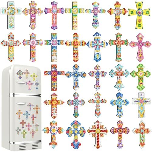 Motipuns 30 Pcs Diamond Magnets,Cross,Desaturated