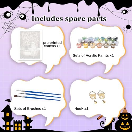 Halloween Paint by Numbers Kit for Adults, Paint by Numbers Adults 16x20 in | Ghost Paint by Numbers for Adults, Halloween Adult Paint by Number Kits Wall Decor Gifts DIY Acrylic Oil Painting