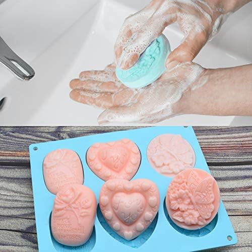 3 Pack Silicone Soap Molds, 6 Cavities, Mixed Patterns, BPA Free, Easy Release