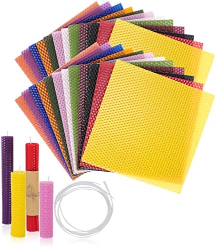 Thleunei Beeswax Sheets for Candle Making - Beeswax Candle Making Kit for Kids-Christmas Candle Making Kit for Adults-Candle Rolling Kit DIY Candle Maker - Candle Starter Kit Beeswax Candle Kit