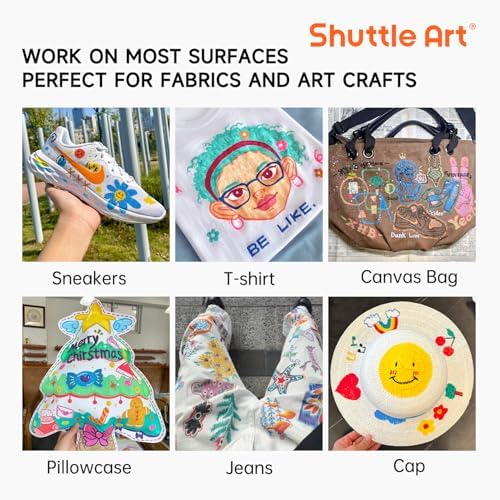 Shuttle Art Fabric Markers, 36 Colors, Fine Tip, with 11 Stencils