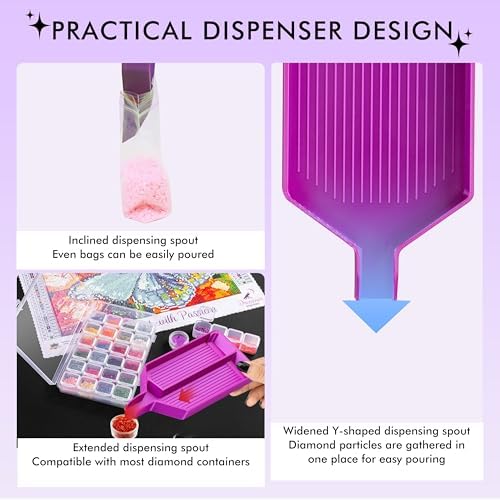 Diamond Art Trays with Lids, Multi-Color Partitioned Diamond Painting Tray, Suitable for 5D Diamond Dots, Silky Violet