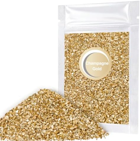 Matio 1.8oz/ 50g Crushed Glass, Champagne Gold Irregular Metallic Chips
