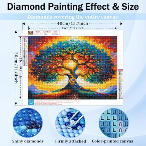 XTCIXAL Diamond Art Kits for Adults, Tree Diamond Painting, 12x16 Inch