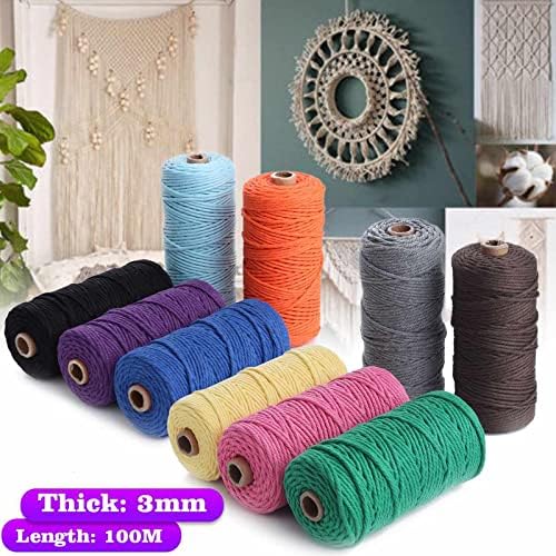 Macrame Cotton Cord 2mm x 219Yards, Moon Blue Natural Macrame Rope, Perfect Macrame Supplies Cotton Cord for Macrame Plant Hangers DIY Crafts (Natural Color, 2mm*219Yards)