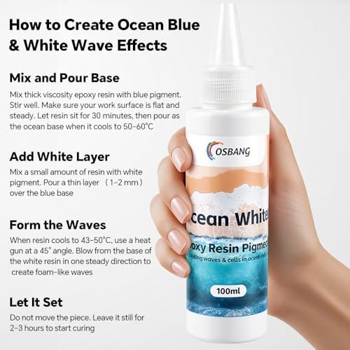 Ocean White Epoxy Resin Pigment 100ml/3.4 fl.oz, High Concentration Liquid Colorant for Resin Art, Ideal for Creating Waves, Cells, and Unique DIY Crafts