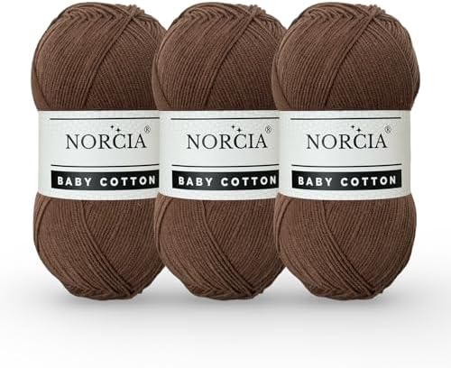 Baby Cotton, 55% Cotton 45% Acrylic Yarn, Fine/Sport (2) for Crochet and Knitting, Soft Amigurumi Yarn, 100 gr (361 yds)