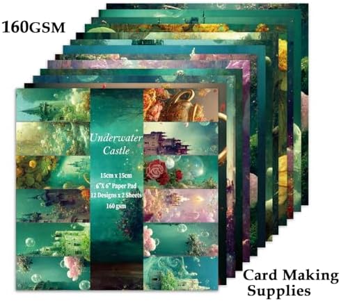 Scrapbook Paper, 24 Sheets 6"×6" 160gsm Single-Sided Patterned Cardstock