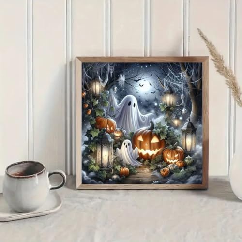 Halloween Diamond Art Kits For Adults Beginner,5D Ghost Gem Art For Adults