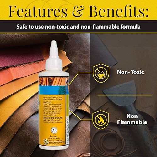 Fiebing's Leathercraft Cement - 4 oz Leather Glue Adhesive - Quick Drying, High Strength, Flexible, Permanent Bonding Leather Repair for Jackets, Shoes, Furniture, Purse - Non-Toxic & Non-Flammable